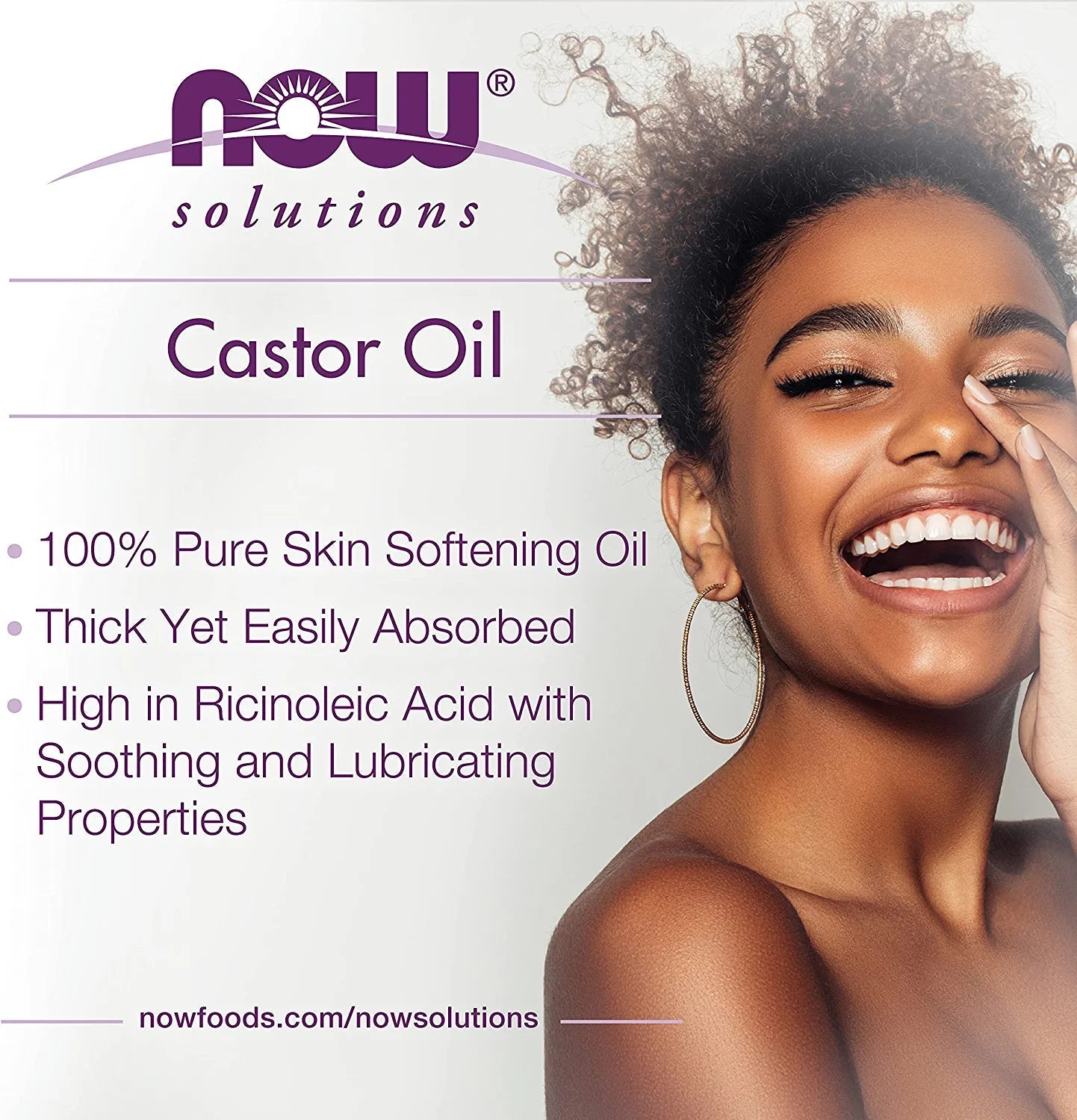 NOW SOLUTIONS - Huile de Ricin 100% Pure et Naturelle Castor Oil - 118ml
