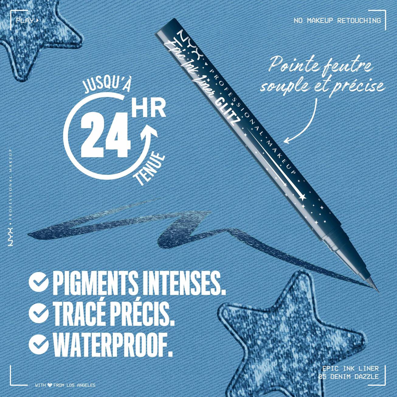 NYX - EYELINER FEUTRE EPIC INK LINER WATERPROOF - réf Denim Dazzle