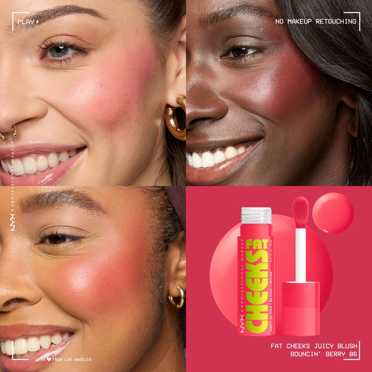 NYX - Fat Cheeks -Blush liquide hydratant - 06 Bouncin' Berry