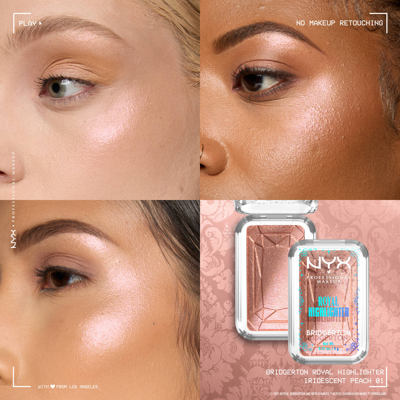 NYX - ROYAL BUTTERMELT HIGHLIGHTER - BRIDGERTON- 01 Iridescent Peach