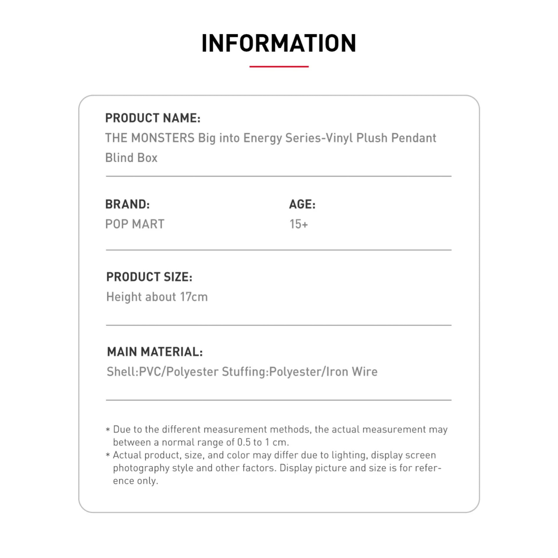 POP MART - Labubu Big into Energy Series - Vinyl Plush Pendant ( 1 Blind Box )