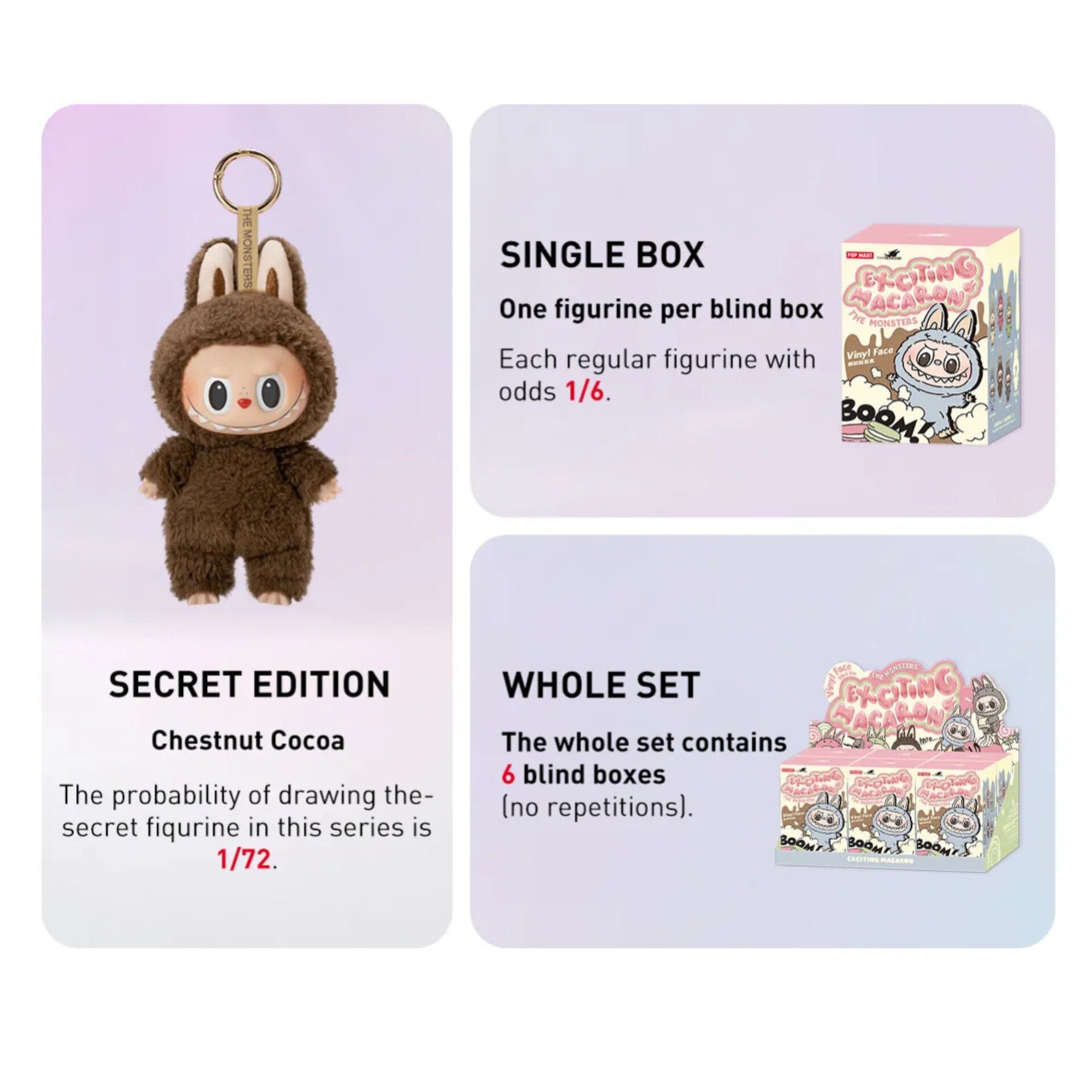 POP MART - Labubu Exciting Macaron Vinyl Face ( 1 Blind Box )
