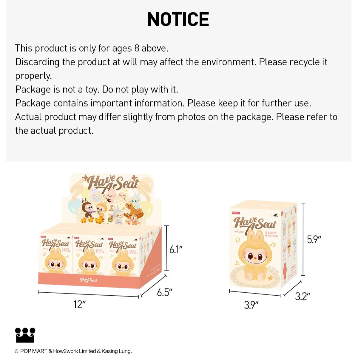 POP MART - Labubu Have a Seat Vinyl Plush ( 1 Blind Box )
