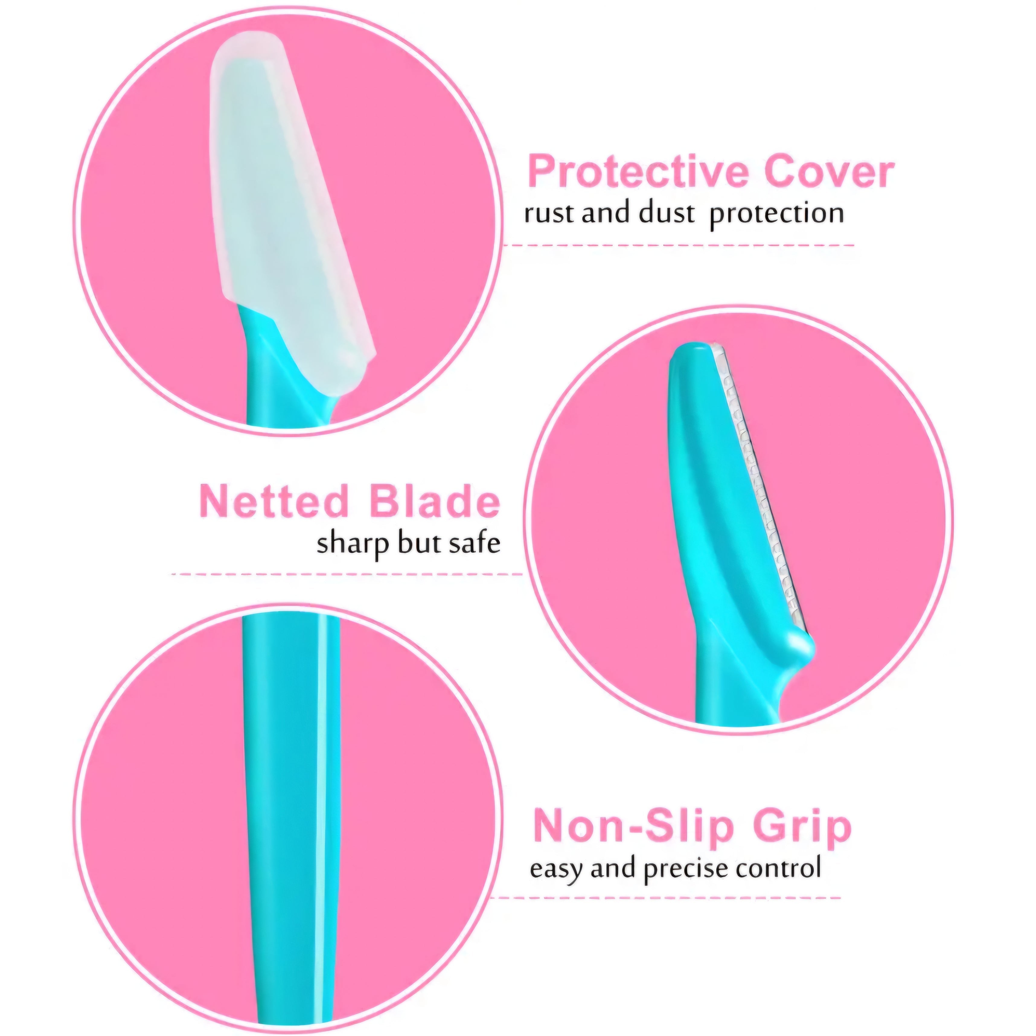 Poppin - Lames pro Rasoires Dermaplaner, 3 rasoires Pink