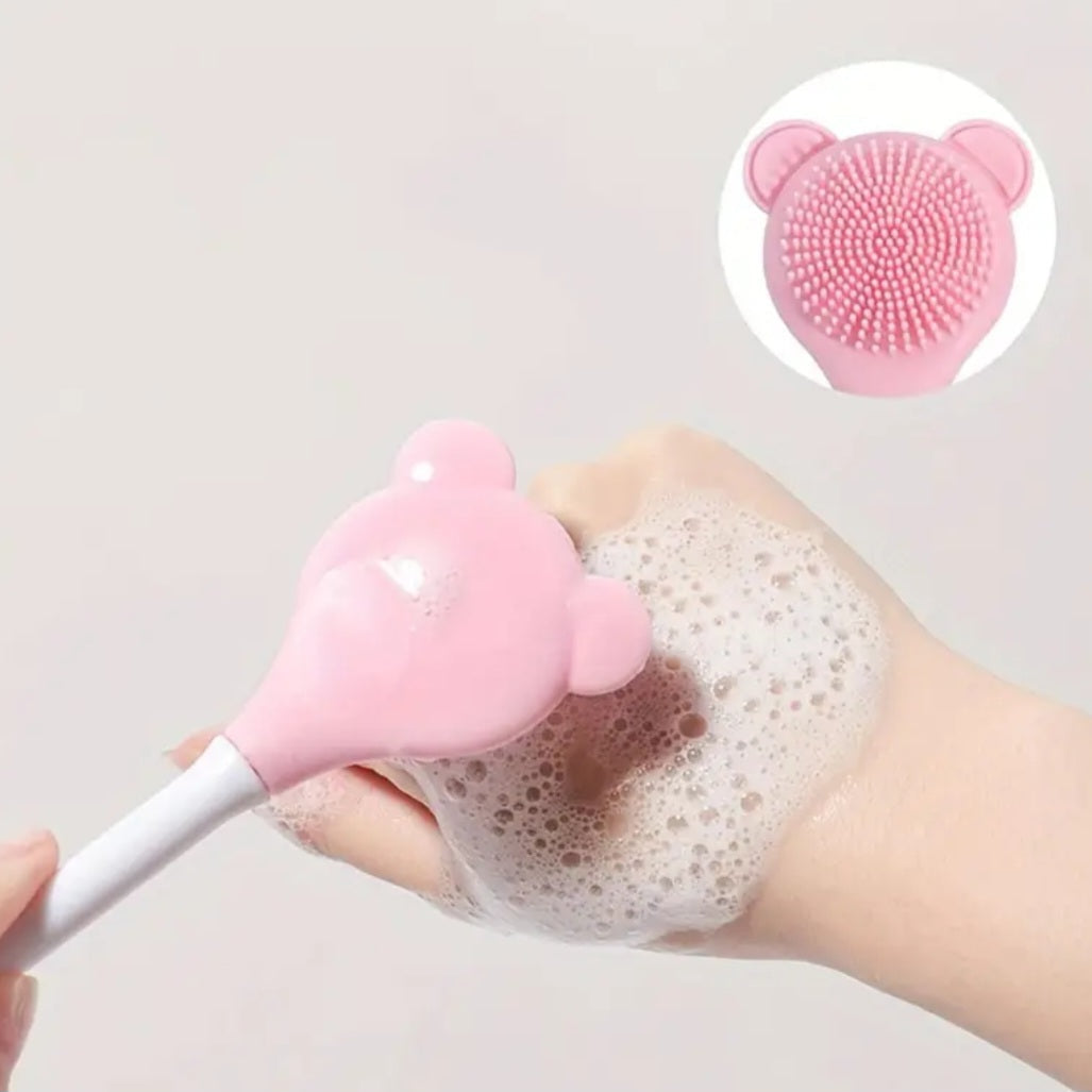 POPPIN - Pinceau en silicone 2 en 1 pour visage - réf Pink