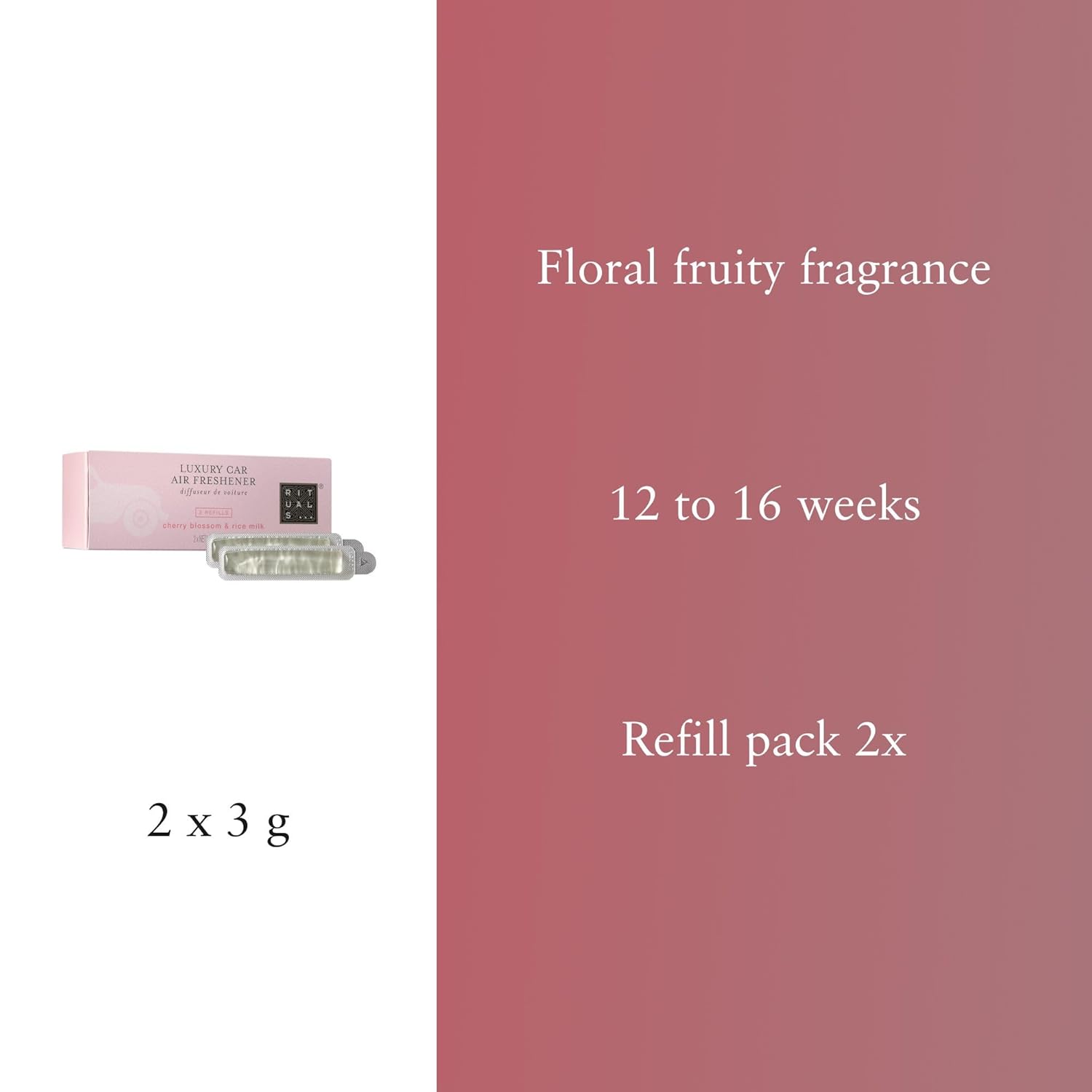 RITUALS - 2x Recharges Luxury Car Air Freshener - réf Cherry Blossom & Rice Milk