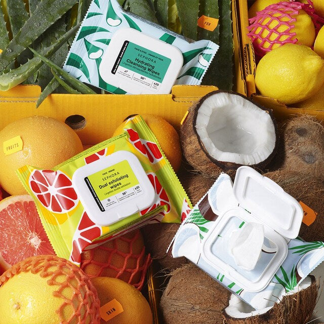 SEPHORA - 20 Lingettes Demaquillantes - Extraits de fruits & plantes + Lotion micellaire