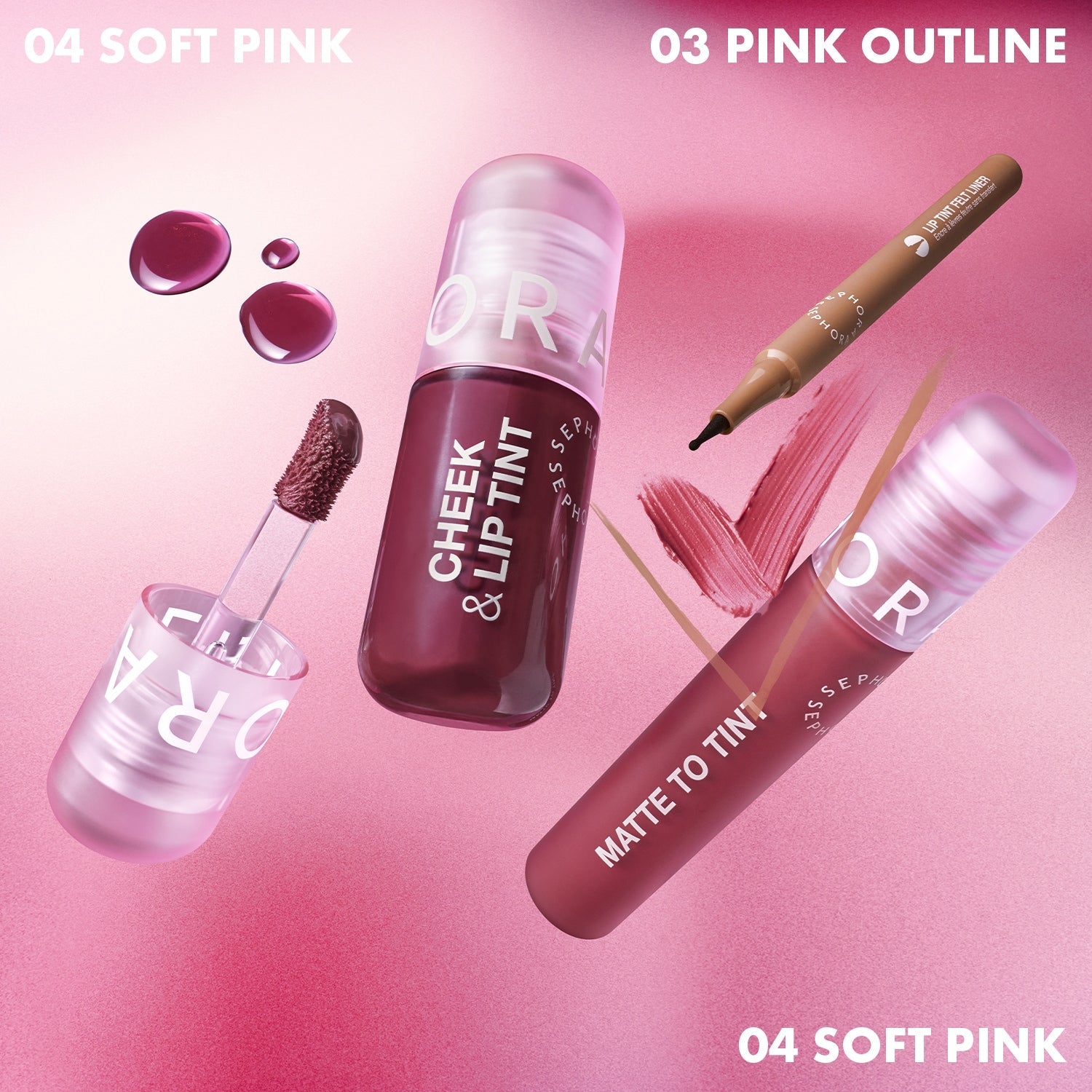 SEPHORA -CHEEK & LIP TINT - Encre lèvres et joues sans transfert- 01 Pink splash