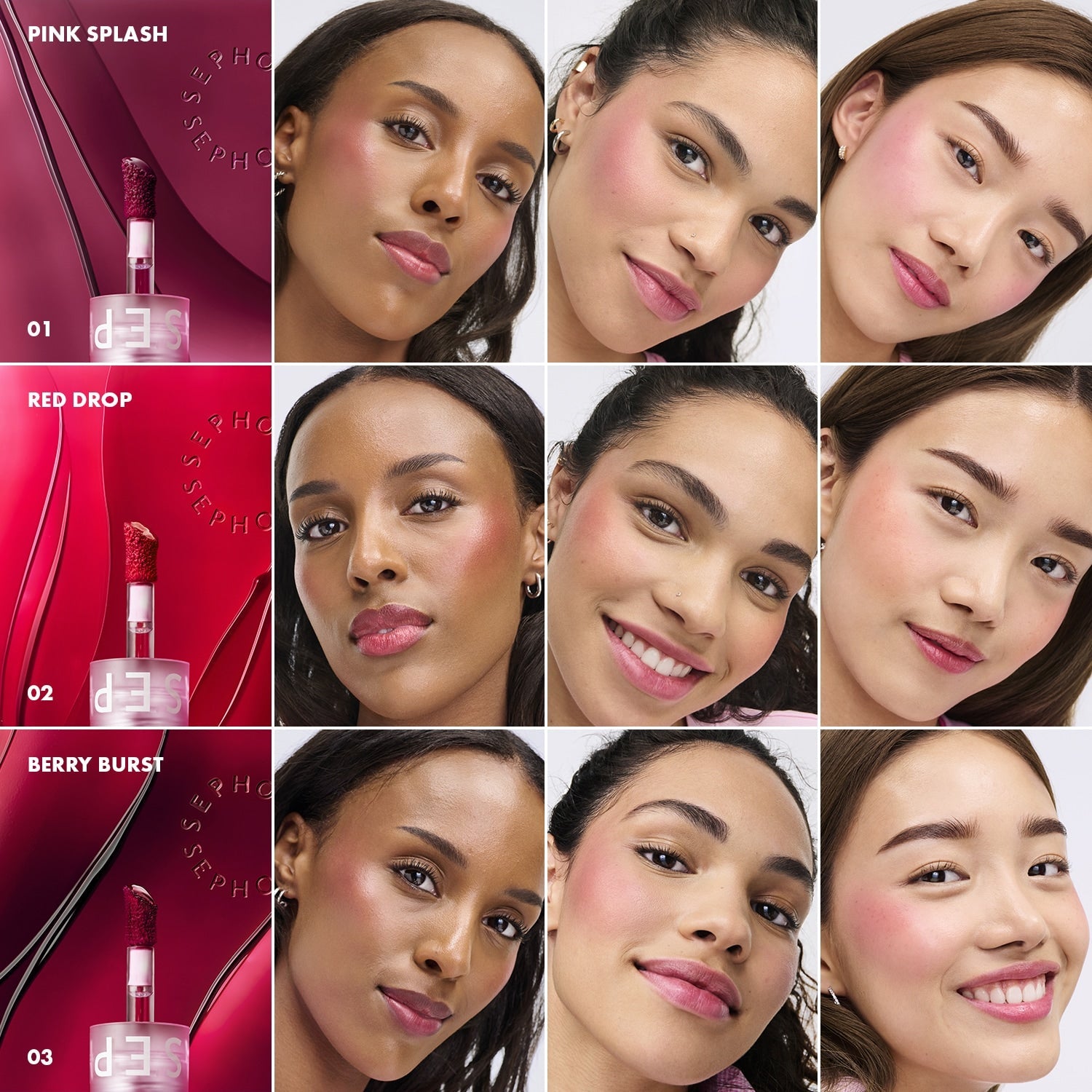 SEPHORA -CHEEK & LIP TINT - Encre lèvres et joues sans transfert- 01 Pink splash