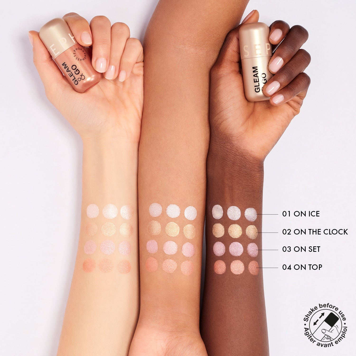 SEPHORA - GLEAM & GO - Highlighter liquide fini seconde peau-02 On the clock (7 ml)