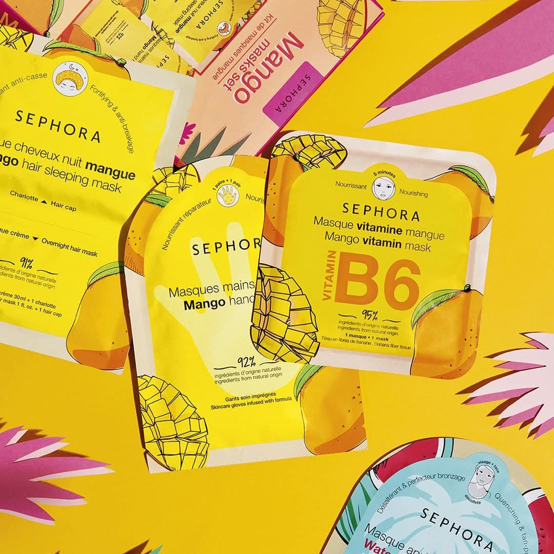 SEPHORA - Masques pour les mains, gants imprégnés - Hydratation des mains en 15 minutes - réf Mangue