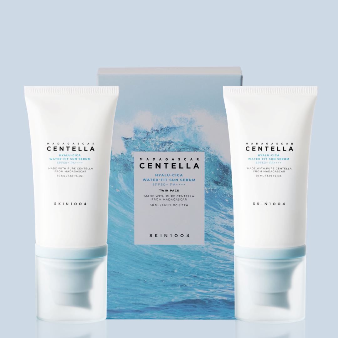 SKIN 1004 - Madagascar Centella Facial Sun Screen, Hyalu-Cica Water-Fit Sun Serum 2x50ml Twin Pack (2pcs)