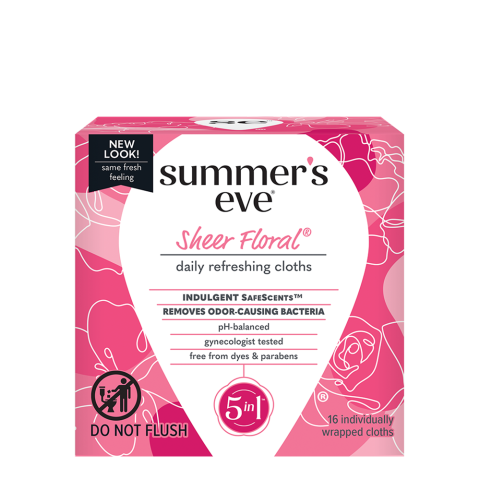 Summer's Eve - Lingettes nettoyantes individuelles 5 en 1 - réf  Sheer Floral (16pcs )