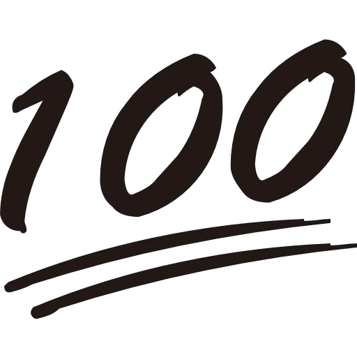 Symbole d’emoji « marron foncé » « 100 % » avec trois lignes horizontales sous le nombre.
