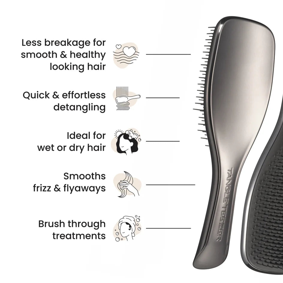 TANGLE TEEZER - The Ultimate Detangler Chrome Brush - réf Midnight Siver