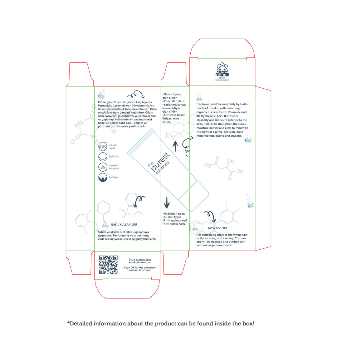 THE PUREST SOLUTIONS - Hydration Booster Daily Moisturizing Cream - Ceramide + 4D Hyaluronic Acid + Pentavitin - 50ml