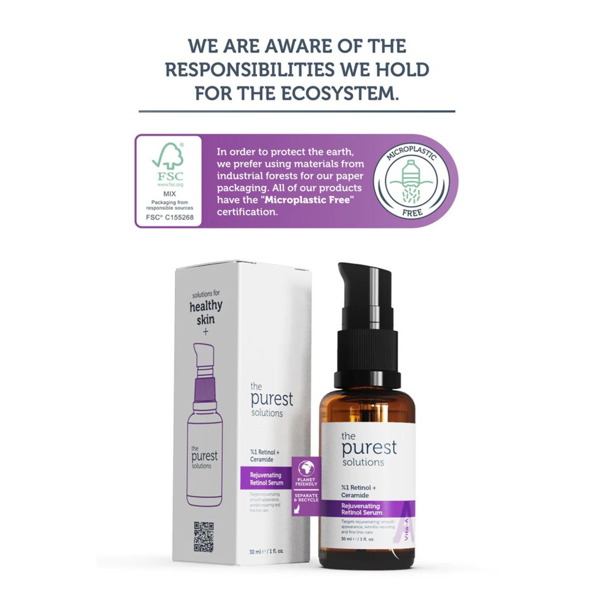 THE PUREST SOLUTIONS - Rejuvenating Retinol Serum, Retinol Serum 1% + Ceramide - 30ml