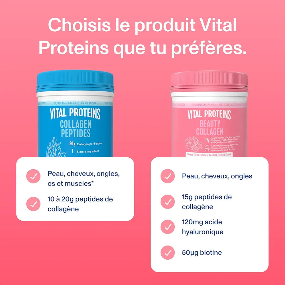 VITAL PROTEINS - Beauty Collagen Peptides Fraise et Citron - 271g